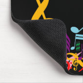 黒いカラフル音符のジャムリング マウスパッド (コーナー)