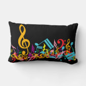 黒いカラフル音符のジャムリング ランバークッション (裏面)