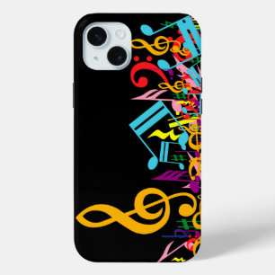黒いカラフル音符のジャムリング iPhone 15 MINIケース