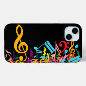 黒いカラフル音符のジャムリング Case-Mate iPhoneケース (裏面 (横))