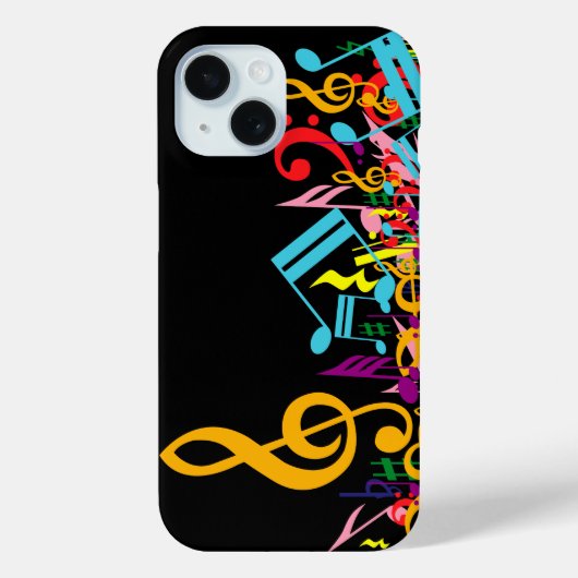 黒いカラフル音符のジャムリング Case-Mate iPhoneケース (裏面)