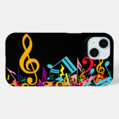 黒いカラフル音符のジャムリング Case-Mate iPhoneケース (裏面 (横))