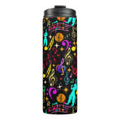 黒いカラフル音符のパターン タンブラー (正面)