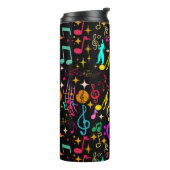 黒いカラフル音符のパターン タンブラー (回転左)