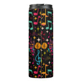 黒いカラフル音符のパターン タンブラー (裏面)