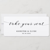 黒いカリグラフィーの結婚式　着席　トップカード 招待状 (裏面)