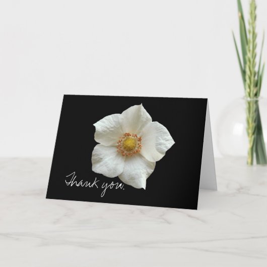 黒いカードに白い花：感謝. サンキューカード (正面)