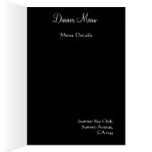 黒いカードの結婚式メニュー赤いバラ (内側 (右))