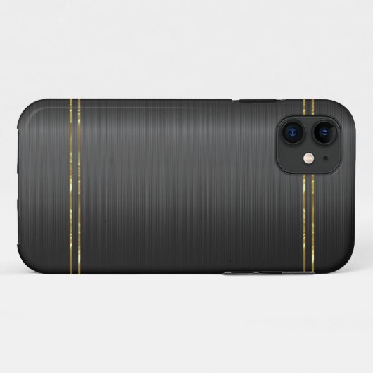 黒いカーボンファイバーのテクスチャ(金ゴールドアクセント) Case-Mate iPhoneケース (裏面(横))