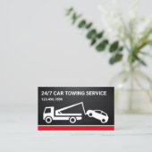 黒いカーボンファイバーの車牽引サービス レッカー車 名刺 (スタンド正面)