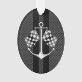 黒いカーボン繊維のスタイルで航海のなボート競争 オーナメント (正面)