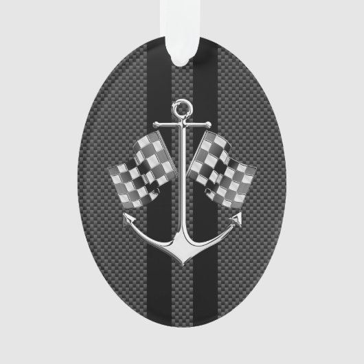 黒いカーボン繊維のスタイルで航海のなボート競争 オーナメント (正面)