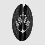 黒いカーボン繊維のスタイルで航海のなボート競争 オーナメント (正面)