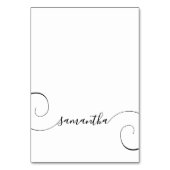 黒いカーリーシグネチャーの個々の名前の座席表 テーブルナンバー (正面)