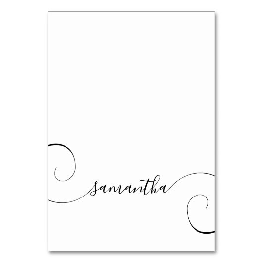 黒いカーリーシグネチャーの個々の名前の座席表 テーブルナンバー (正面)