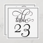 黒いカーリースクリプトテーブル番号 招待状 (正面/裏面)