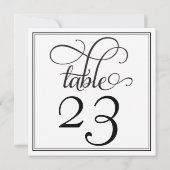黒いカーリースクリプトテーブル番号 招待状 (裏面)