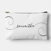 黒いカーリー署名の名前 アクセサリーポーチ (正面)