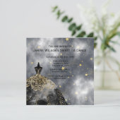 黒いガウンの金ゴールドの黒Sweet16の誕生日 招待状 (スタンド正面)