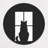 黒いキャットウィンドウ ラベル (デザイン1)