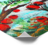 黒いキャップされた《鳥》アメリカゴガラ鳥と果実の光沢 ポスター (角)