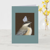 黒いキャップの《鳥》アメリカゴガラカードをミリー カード (黄色い花)