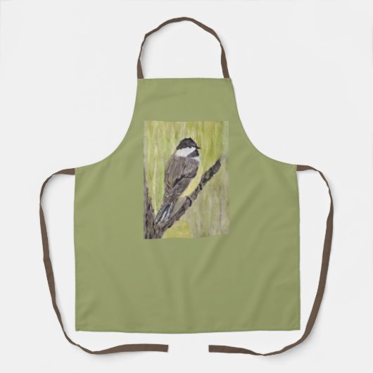 黒いキャップの《鳥》アメリカゴガラバード – ア絵画クリル製。 エプロン (正面)