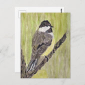 黒いキャップの《鳥》アメリカゴガラバード – ア絵画クリル製。 ポストカード (正面/裏面)