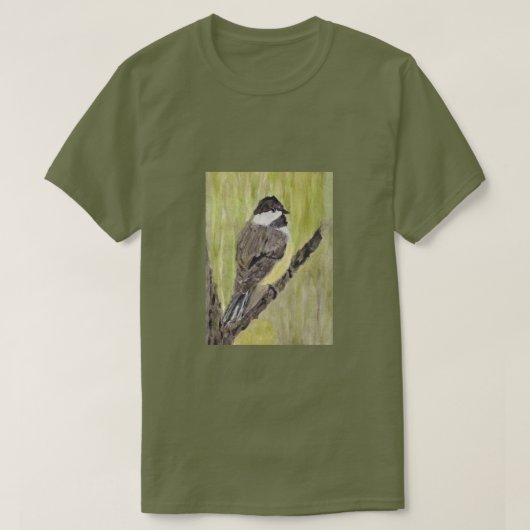 黒いキャップの《鳥》アメリカゴガラバード – ア絵画クリル製。 Tシャツ (デザイン正面)