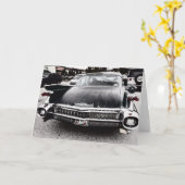 黒いキャデラックの挨拶状 カード (黄色い花)