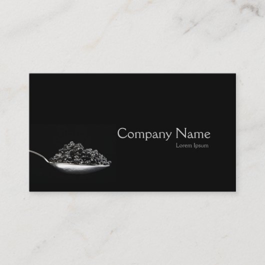 黒いキャビアのスプーンの贅沢な食糧カード 名刺 (正面)