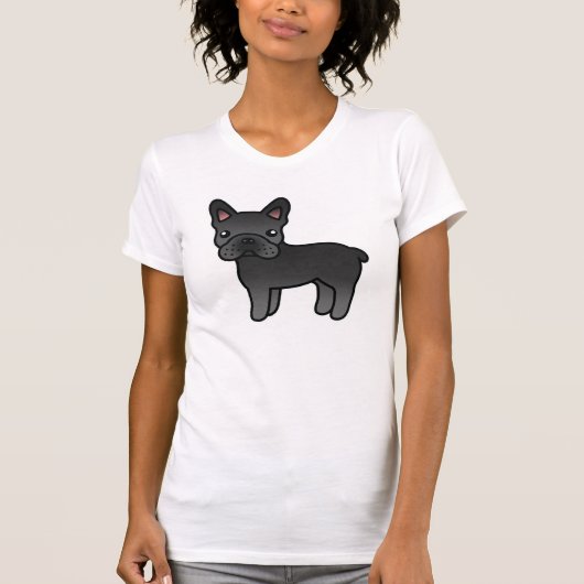 黒いキャラクターのフレンチブルドッグ Tシャツ (正面)