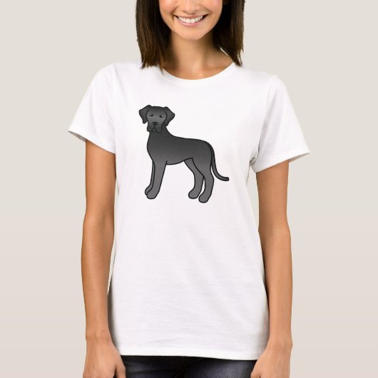 黒いキャラクター グレートデーン Tシャツ (正面)