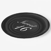 黒いキャンドルワックスシールドリップ クラシック スイート16 ウェディング ペーパープレート (アングル)