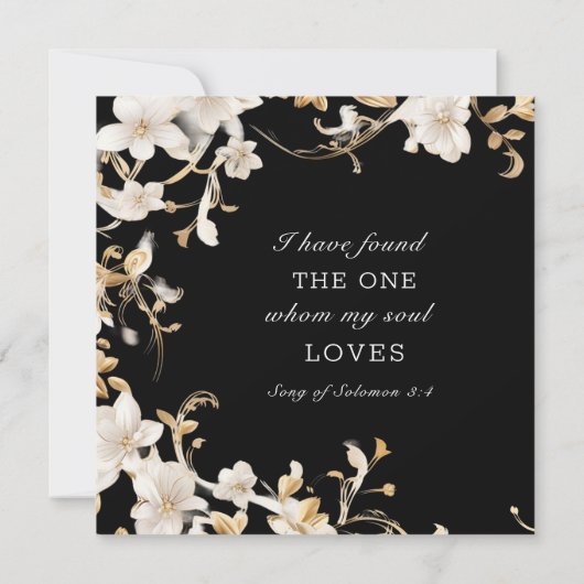 黒いキリスト教の聖書の白い結婚フローラ 招待状 (裏面)