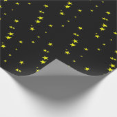 黒いギフトの包装紙の黄色い星 ラッピングペーパー (角)