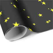 黒いギフトの包装紙の黄色い星 ラッピングペーパー (ロールコーナー)