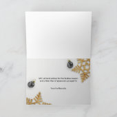 黒いギフトボックス　クリスマスボール　ゴールドの雪の結晶 カード (内部)