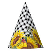 黒いギンガムとヒマワリのフローラ女の子 パーティーハット (裏面)