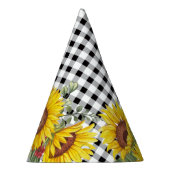 黒いギンガムとヒマワリのフローラ女の子 パーティーハット (右)