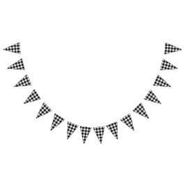 黒いギンガムカントリーウェディング バンティングフラッグ