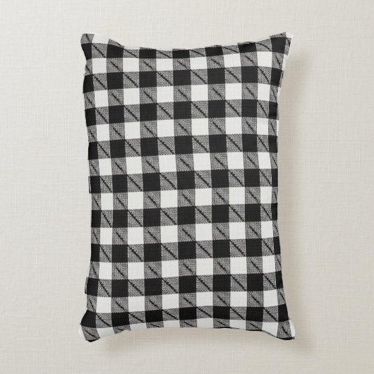 黒いギンガム枕 アクセントクッション (正面(垂直))