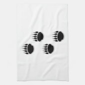 黒いクマの手のプリント キッチンタオル (縦)