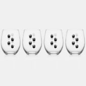 黒いクマの手のプリント ステムなしワイングラス (正面)