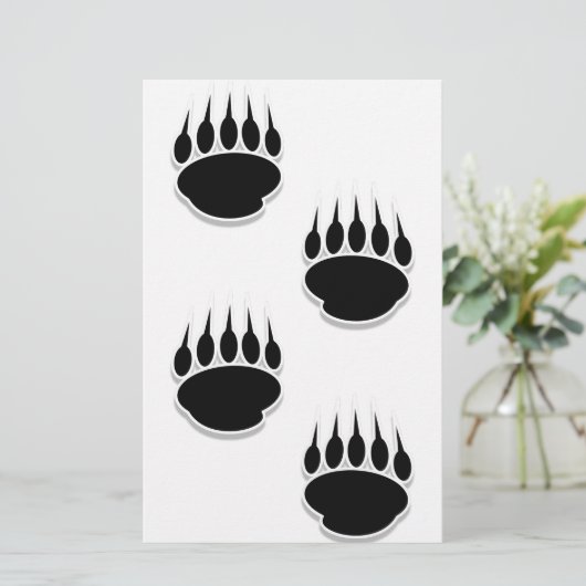 黒いクマの手のプリント 便箋 (スタンド正面)