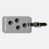 黒いクマの手プリントグレー ラゲッジタグ (正面横)
