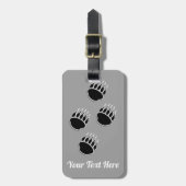 黒いクマの手プリントグレー ラゲッジタグ (正面縦)