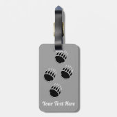 黒いクマの手プリントグレー ラゲッジタグ (裏面縦)
