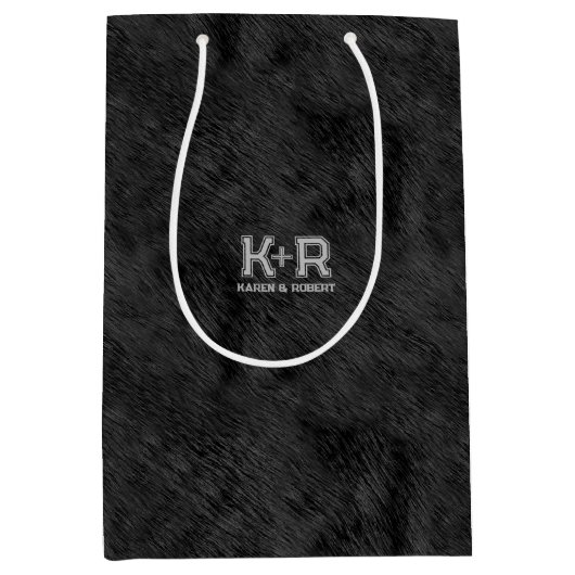 黒いクマの毛皮のテフェイククスチャ ミディアムペーパーバッグ (正面)