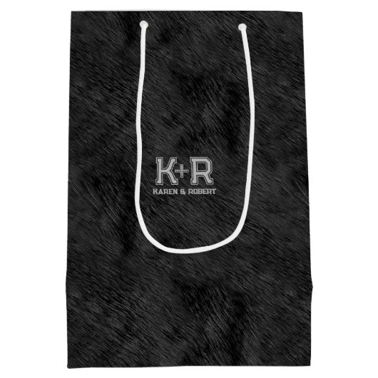 黒いクマの毛皮のテフェイククスチャ ミディアムペーパーバッグ (裏面)